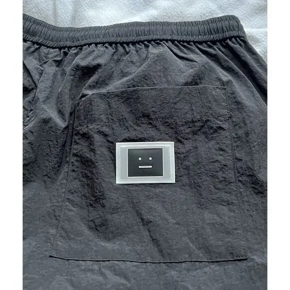 NWT Acne Studios FW24 Crinkle Nylon Regular Fit Trousers Men’s L Face Logo $350